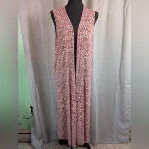 LuLaRoe Pink Sleeveless Pleated Cardigan